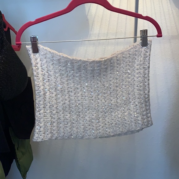 Knitted white sequin miniskirt!! - Picture 2 of 4